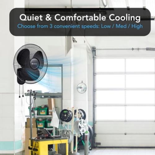 Comfort Zone 16 Wall Mount Fan, Black