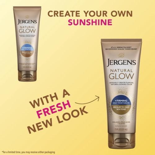 Jergens Natural Glow Firming Daily Moisturizer Medium to Tan Sunless Self Tanner Lotion, 7.5 oz