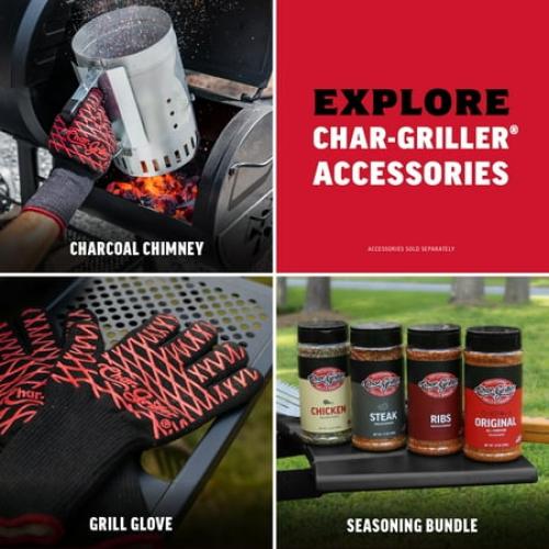 Char-Griller® Portable Pro™ Portable Charcoal Grill and Side Fire Box