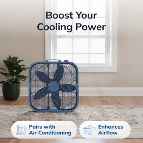 Lasko Cool Colors 20 3-Speed Energy Efficient Box Fan, Laguna Blue, B20312