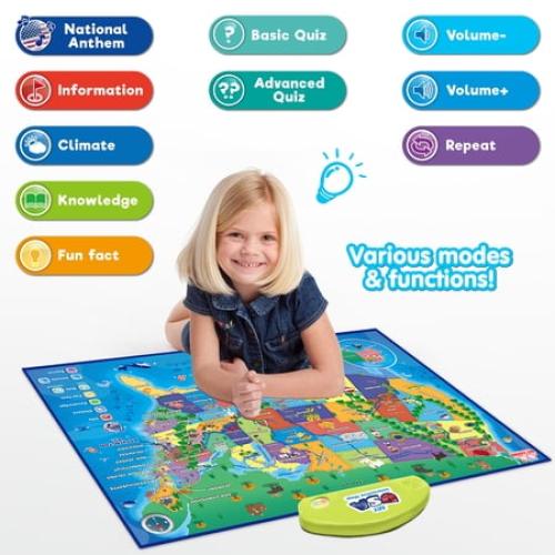 BEST LEARNING i-Poster My USA Interactive Map - Educational Smart Talking US Poster Toy for Kids Boy or Girl Ages 5 to 12 Years