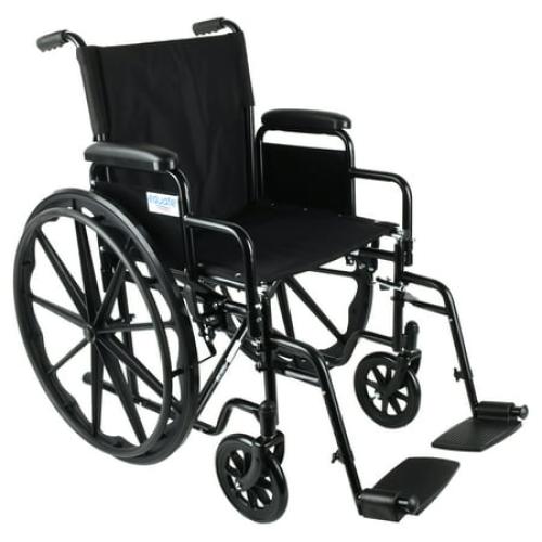 Equate Lightweight Foldable Steel Wheelchair with 18 Seat and Swing-Away Footrests, 350 lb Capacity