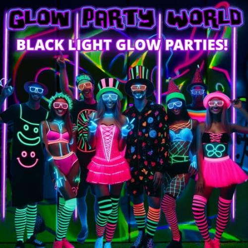 Glow Party World Black Lights for a Glow Party! Large LED UV Blacklight Strips for Room.