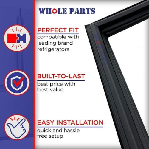 Whole Parts Refrigerator French Door Gasket (Black) Part # W11368721 - Replacement & Compatible with Some Amana, Jenn Air, Kenmore, Kitchen Aid, Maytag and Whirlpool Refrigerators