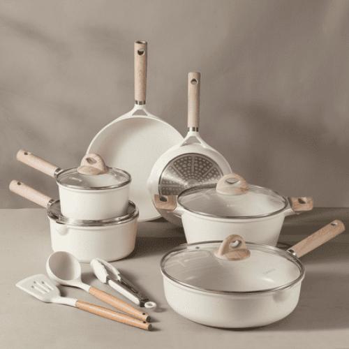 Carote Bon Appétit Collection Nonstick 13 Piece Cookware Set-White