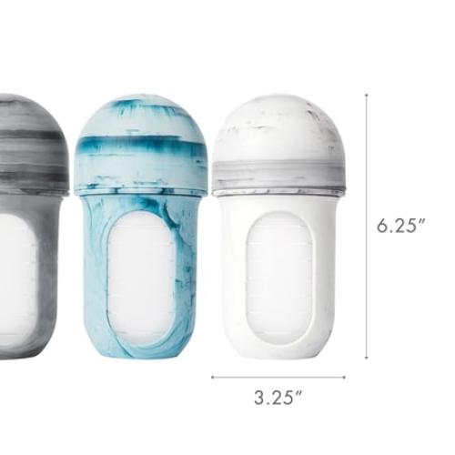 Boon NURSH Reusable Silicone Pouch Baby Bottles – Stage 2 Medium Flow – 8oz – Marble (3pk)