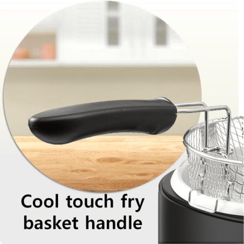Mainstays 2 Qt Round Deep Fryer, Black, Detachable Basket, Adjustable Thermostat, Cool Touch Handle