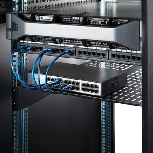 StarTech.com 2U Server Rack Shelf - Universal Vented Rack Mount Cantilever Tray for 19 Network Equipment Rack & Cabinet - Heavy Duty Steel - Weight Capacity 50lb/23kg - 22 Deep Shelf
