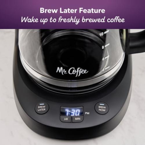 Mr. Coffee Programmable Coffee Maker, 12-Cup Coffee Maker, Black