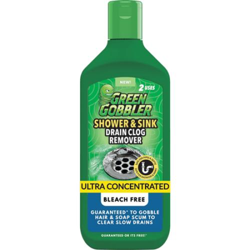 Green Gobbler Ultra Concentrated Drain Clog Remover & Cleaner | Powerful Hair, Grease & Soap Dissolver for Bathroom, Kitchen, Shower, Sink & Toilet | Safe for Pipes & Septic Systems (Set of 2)