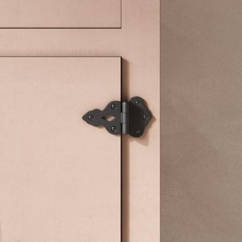 Renovators Supply Cabinet Hinges 2 Black Wrought Iron Hoosier 3/8 Offset Kitchen Cabinet Hinges w/Hardware