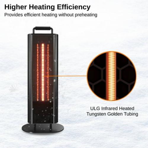 EAST OAK 1500W Patio Heater, Table Side Portable Electric Heater with Double-Sided Heating & 3 Heating Levels, IP65 Waterproof Outdoor Heater with Remote, and Protection from Tip-over & Overheating