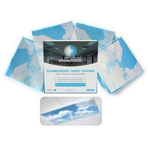 ShadeMAGIC Fluorescent Light Covers for Classroom Office - Light Filter Pack of (4); Eliminate Harsh Glare That Causing Eyestrain and Head Strain. Office & Classroom Decorations. Light Diffusers (4)
