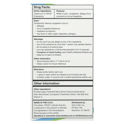 Sinol - Sinol-M All-Natural Allergy/Sinus Nasal Spray with MucoAd - 15 ml.