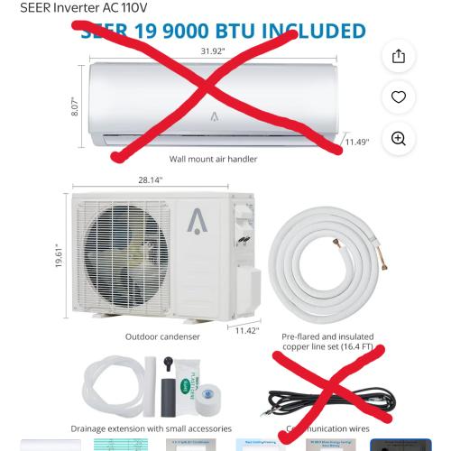 Acekool 9000 BTUs Mini Split Air Conditioning & Heating, CMS9 2-pro Outdoor units