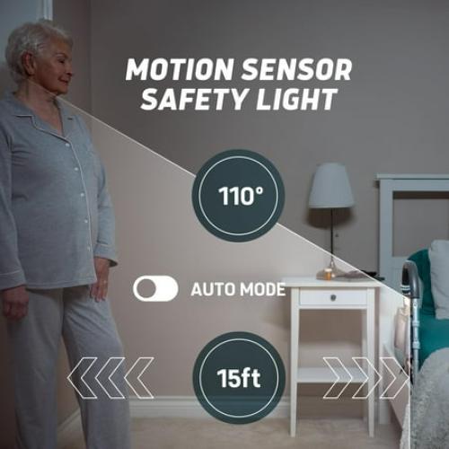 Lunderg Bed Rails for Elderly Adults Safety - with Motion Light & Storage Pocket - Railings for Seniors & Surgery Patients - The Bed Cane Fits Any Bed & Makes Getting in & Out of Bed Much Easier