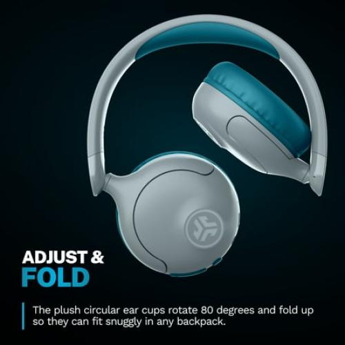 JLab JBuddies Pop Kids Headphones, Wireless / Wired, 48  Hr Playtime, Volume Safe, Cloud Foam, Teal