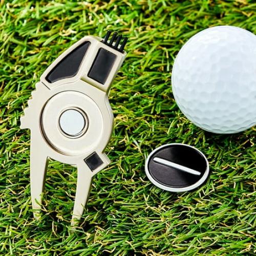Athletic Works 4-in-1 Golf Divot Tool with Ball Marker, Club Cleaner & Groove Cleaner – Golf Accessories for Men, Women & Teens