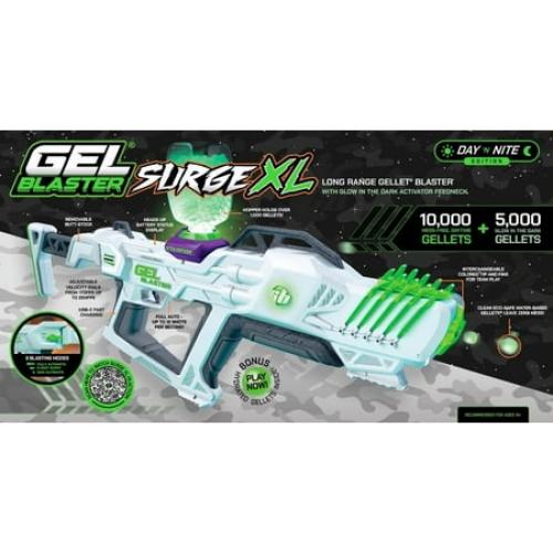 Gel Blaster Surge XL Day 'N' Nite Water Bead Blaster, Glow-in-the-Dark Activator   15k Gellets