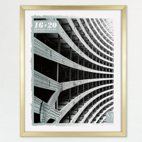 MCS Foundation 16x24 Poster Frame Traditional Brass, Vertical & Horizontal Wall Hanging Large Picture Frame for Photos, Posters & Art Prints (1-Pack)