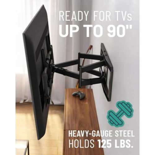 ECHOGEAR MaxMotion TV Wall Mount for 42”- 90” TVs up to 125lbs – Full Motion Tilts, Swivels, Extends