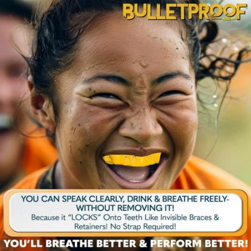 Bulletproof: World’s Thinnest Most Breathable Mouthguard is 3X Stronger! Football MMA Hockey Rugby Basketball BJJ Lacrosse Boxing Sports Mouth Guard Grinding Teeth. Men Women Adult Braces