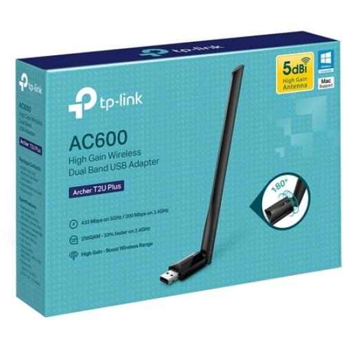 Black TP LINK AC600 High Gain Wireless Dual Band USB Adapter