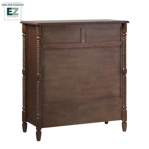Walker Edison Furniture Company Modern Farmhouse Easy Assembly Dark Brown 5-Drawer 41.5 in. Solid Wood Spindle-Detailing Dresser