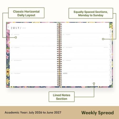 Blue Sky Sustainability 2026-2027 Weekly and Monthly Academic Year Planner Calendar, July 2026 - June 2027, 8.5 x 11, Flexible Cover From Recycled Plastic, Laminated Tabs, Storage Pocket, Gail
