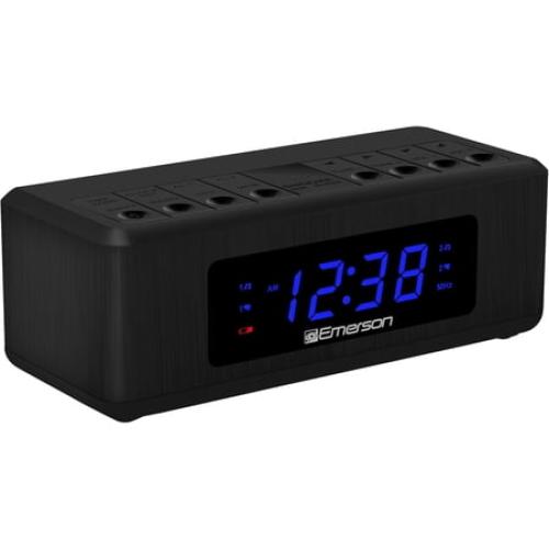 Emerson AM/FM Dual Alarm Clock Radio with 0.6 Blue LED Display, 4-Level dimmer, and Wake to Radio/Buzzer Alarm, Black - CK2023