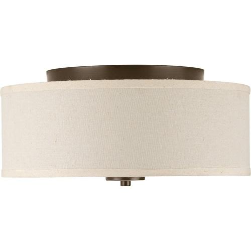 Progress Lighting Inspire Collection 13 in. 2-Light Antique Bronze Kitchen Transitional Ceiling Light Drum Flush Mount