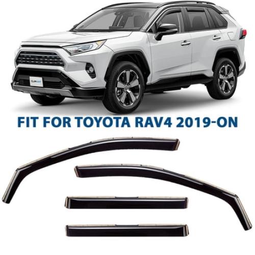 CLIM ART in-Channel Incredibly Durable Rain Guards for Toyota RAV4 2019-2025, Original Window Deflectors, Vent Deflector, Vent Window Visors, Dark Smoke Car Accessories, 4pcs - 619152