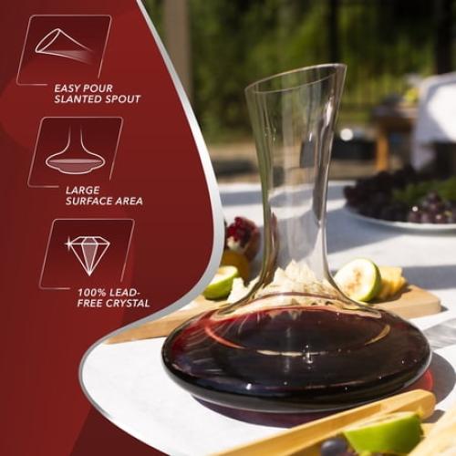 Le Chateau Wine Decanter - Hand Blown Lead Free Crystal Carafe (750ml) - Red Wine Aerator, Gifts