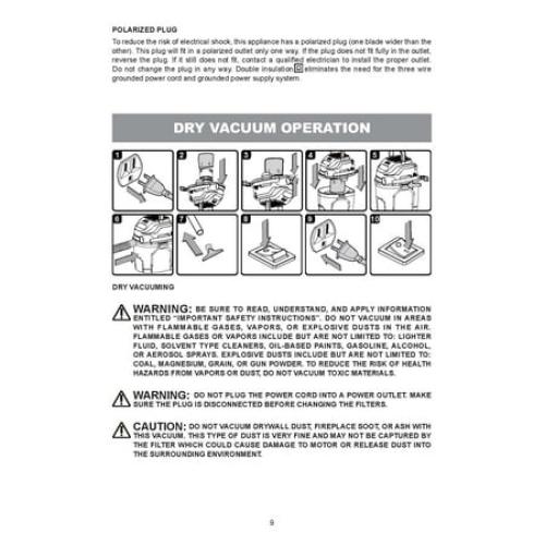 Hyper Tough 1.5 Gallon 2 Peak HP Poly Wet/Dry Vacuum, VH105 3502, New