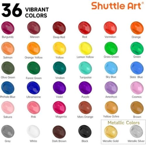 Shuttle Art Acrylic Paint Set, 36 Colors Acrylic Paint with Brushes & Palette, 2oz Bottles, Rich Pigments Non-toxic Paint for Artists Adults, Art Supplies for Canvas Rock Ceramic Wood Painting