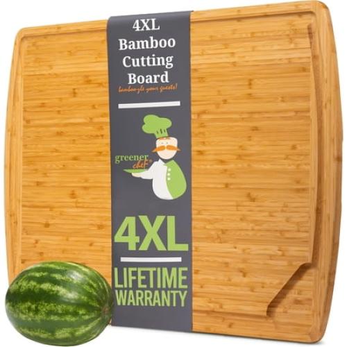 4XL Bamboo Butcher Block Cutting Board - Extra Large Cutting Boards for Kitchen 36 x 24 - Wood Countertop 24 x 36 Cutting Board - Single Tone