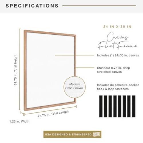 MCS Canvas Float Frames 16x20 Frame, Black Frame for Finished Canvases, Vertical & Horizontal Wall Hanging Large Frame with Adhesive for Canvas Paintings (1-Pack)