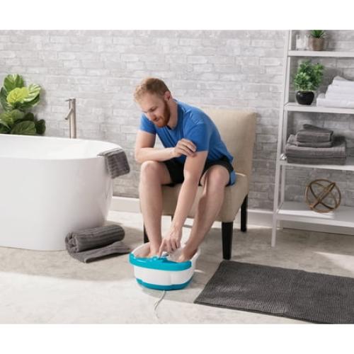 Homedics Bubble Mate Heated Foot Spa Bubble Foot Massager with Raised Massage nodes and Removable Pumice Stone