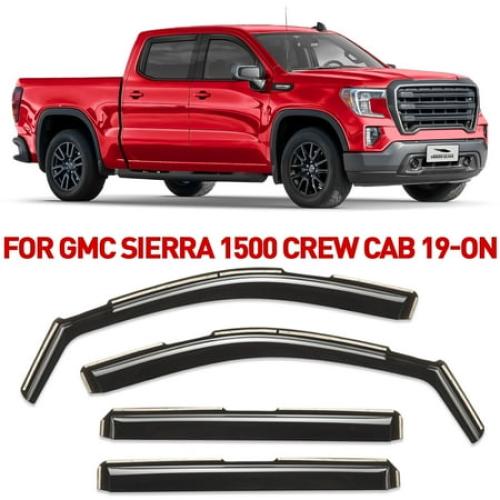 Voron Glass In-Channel Extra Durable Rain Guards for Trucks GMC Sierra 1500 2019-2026 Crew Cab, Window Deflectors, Vent Window Visors, 4 Pieces - 220089v