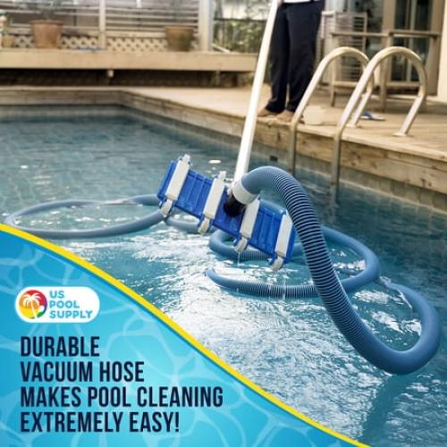 U.S. Pool Supply 1-1/2 x 40 Foot Professional Heavy Duty Spiral Wound Swimming Pool Vacuum Hose with Kink-Free Swivel Cuff, Flexible - Connect to Vacuum Heads, Skimmer, Filter Pump Inlet, Accessories