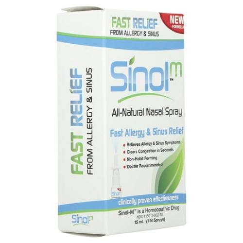 Sinol - Sinol-M All-Natural Allergy/Sinus Nasal Spray with MucoAd - 15 ml.