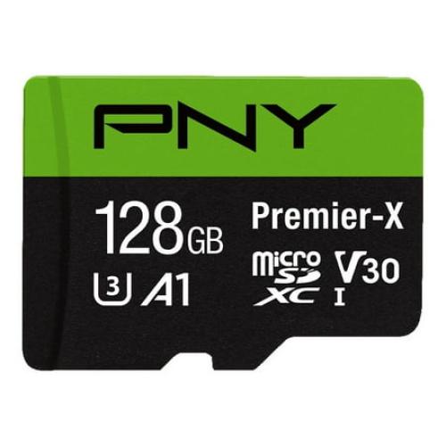 PNY 128GB Premier-X Class 10 U3 V30 microSDXC Flash Memory Card - 100MB/s,4K UHD, Full HD, UHS-I, micro SD