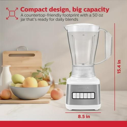 Holstein Housewares 8-Speed Blender 500W Motor, 48 oz Plastic Jar, and Intuitive Controls for Effortless Blending - Elevate Your Culinary Experience Now - Kitchen Essential