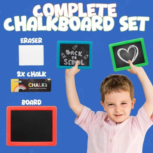 Mini Chalkboard For Kids - (Pack of 24) Goodie Bags Stuffers For Kids Mini kids chalkboard Each with 2 Chalk Sticks, and 1 Eraser for Boys and Girls Birthday Party Favors Birthday Goodie Bags