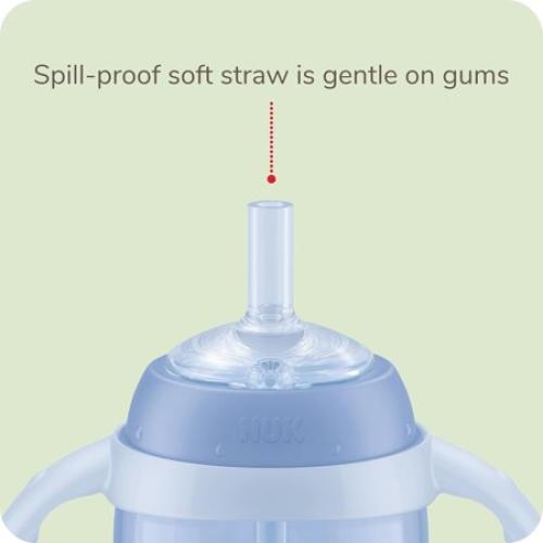 Color Blue NUK Learner Straw Cup 10oz - Toddler Cup with Soft Straw for Easy Drinking Suitable for Ages 8 Months and Up