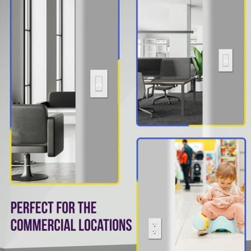 Pack of 10 Color White ENERLITES Screwless Wall Plate, Decorator Switch Covers, 1-Gang, Polycarbonate Thermoplastic, White (10 Pack)