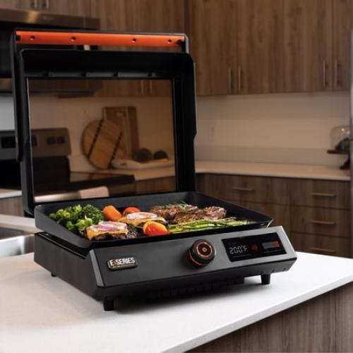 Blackstone E-Series 17 Electric Tabletop Griddle with Hood, Black