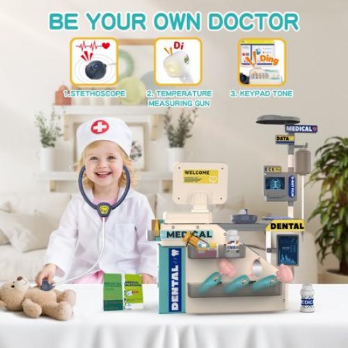 JoyStone Toy Doctor Kit, Interactive Pretend Play Medical Set with Lights & Sounds, Educational Toy for Boys & Girls, Ages 3-5