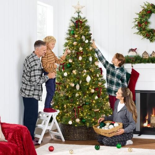 Best Choice Products 7.5ft Pre-Lit Scotch Pine Christmas Tree w/ 1,320 Branch Tips, 450 2-in-1 LED Lights