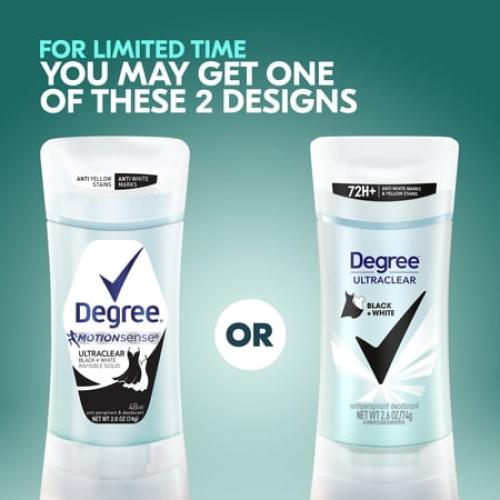 Degree UltraClear Black White Antiperspirant Deodorant, 2.6 oz